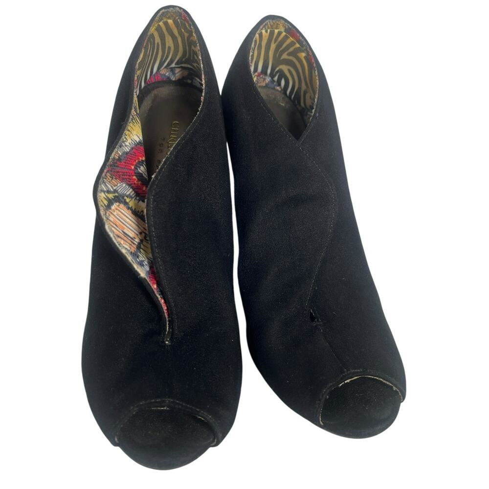 Christian Soriano for Payless Black Faux Suede Peeptoe Shootie Size 5 1/2
